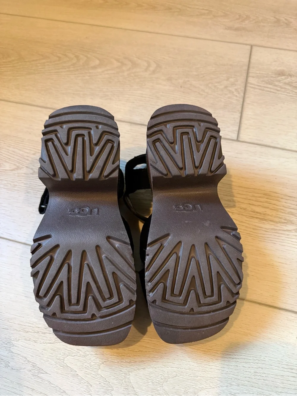 UGG New Heights Platform Sandals Black 7